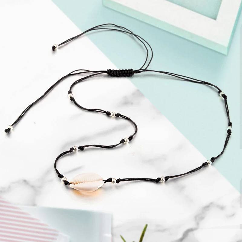 

TOUCHEART Simple Seashell Choker Necklace&Pendants For Women Black Rope Beads Necklace Femme Bohemian Jewelry Necklace SNE190097