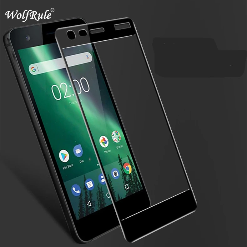 Protector de pantalla de cristal para Nokia 2, pel&iacute;cula protectora de pantalla antipolvo 2.5D de vidrio templado para Nokia 2, cristal completo para Nokia 2, pel&iacute;cula de 5,0 ", 2 uds.-0