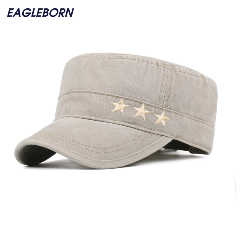 2018 Новый 100% хлопок Военные Шляпы Шапки плоская крыша шляпы Для мужчин изысканной