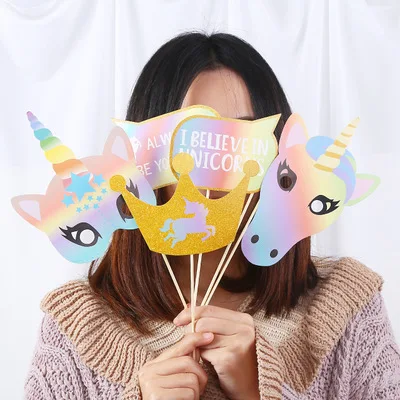 Вечерние фотобудки с единорогом реквизит украшение для детской вечеринки шапка