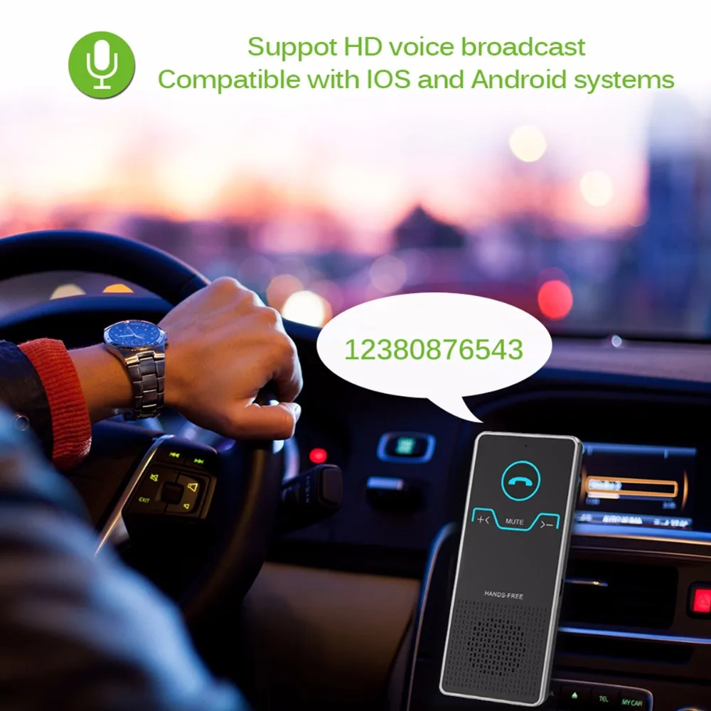SOONHUA Bluetooth автомобильный комплект Беспроводной Громкая Связь Динамик солнцезащитный козырек Громкая связь музыкальный плеер V4.0 автомобильный аудио MP3 плеер Голосовая трансляция