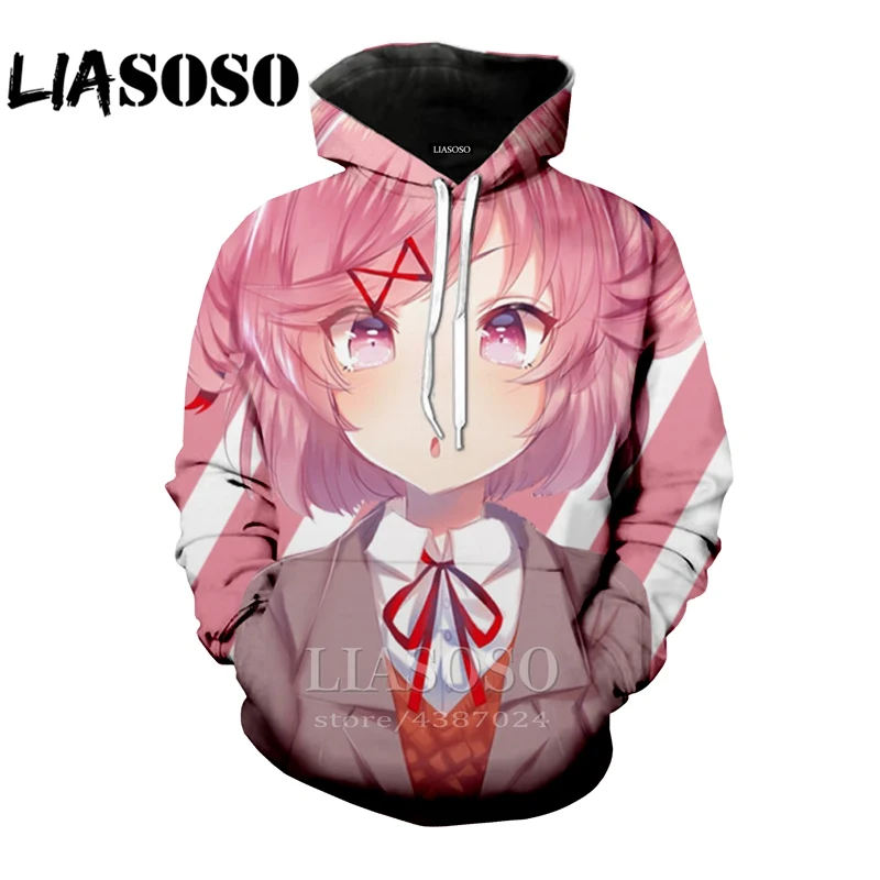 2 LIASOSO, Забавный 3D принт, для женщин, новинка, для мужчин,, аниме, doki, милый, длинный рукав, homme, Harajuku, толстовки, худи, модная, D879 - Цвет: 2