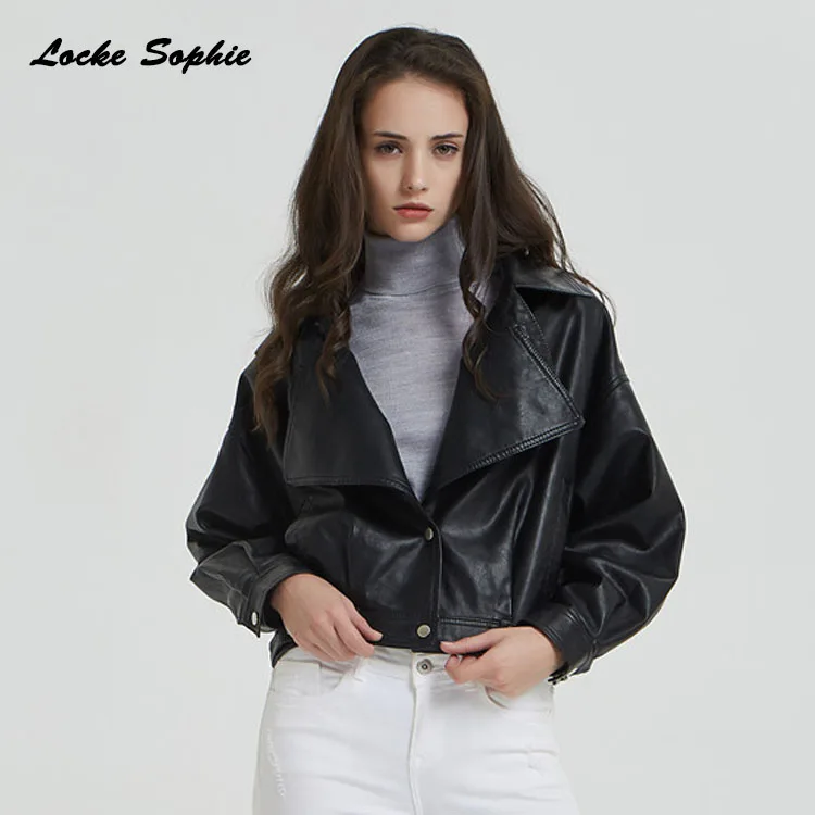 Женская короткая куртка большого размера блейзеры осень 2020 искусственная кожа