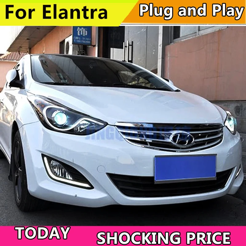 Автомобильный Стайлинг головная лампа для фары автомобиля Hyundai Elantra глаза ангела