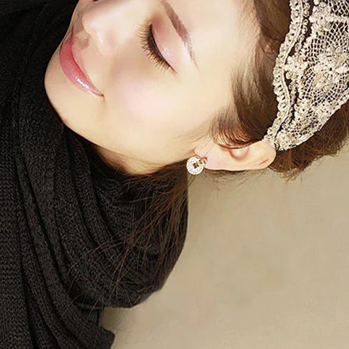 Новый 1 Пара женская Элегантный Медная Монета Кристалл Rhinestone Уха Шпильки Серьги