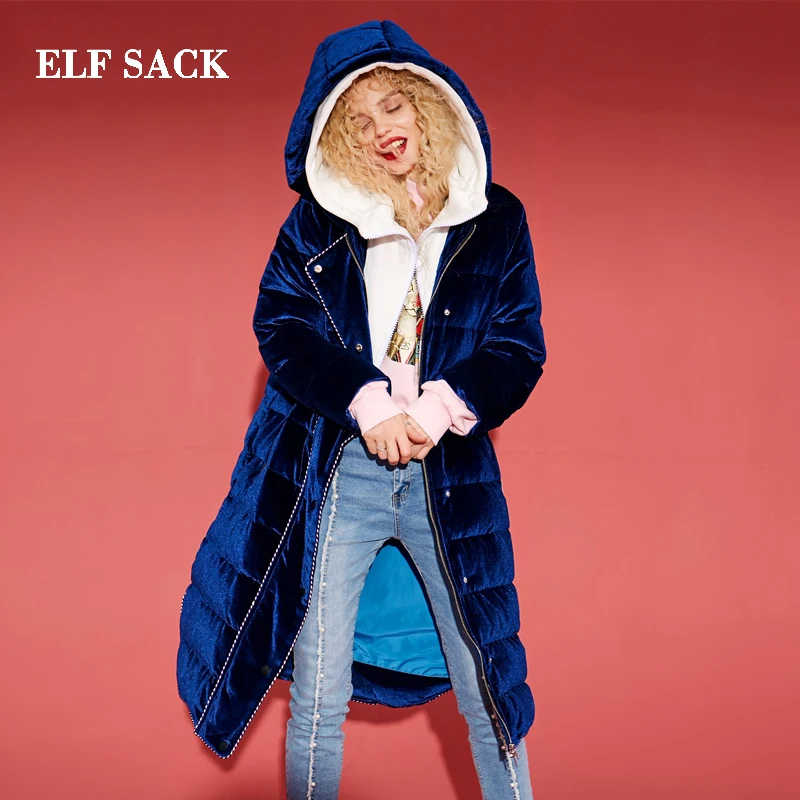 ELFSACK/Новинка зимы женский пуховик 90% белый утиный пух пальто для женщин полное