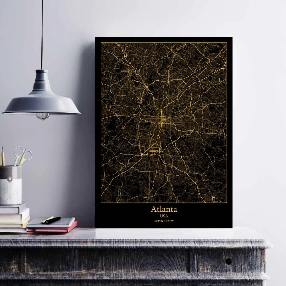 Albany Albuquerque Amarillo Anchorage Asheville Atlanta Austin Baltimore Boise Boston Buffalo Casper Charleston USA Map Poster | Дом и сад