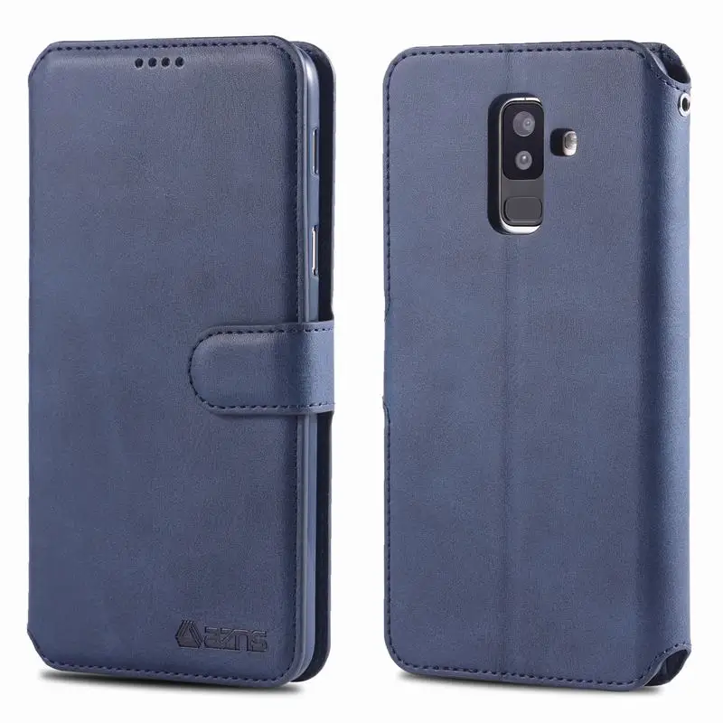 Чехол для samsung Galaxy A6 Plus, чехол для телефона s, samsung A6, чехол, кожаный флип-кошелек, оболочка, Funda, для Galaxy A6Plus, черный