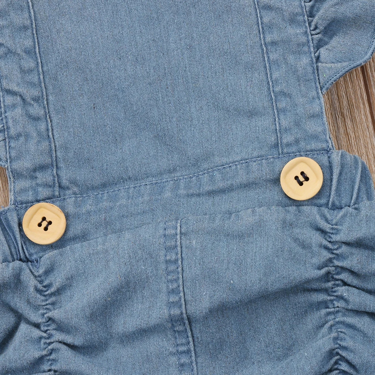 Летний джинсовый комбинезон с оборками для маленьких девочек новорожденных