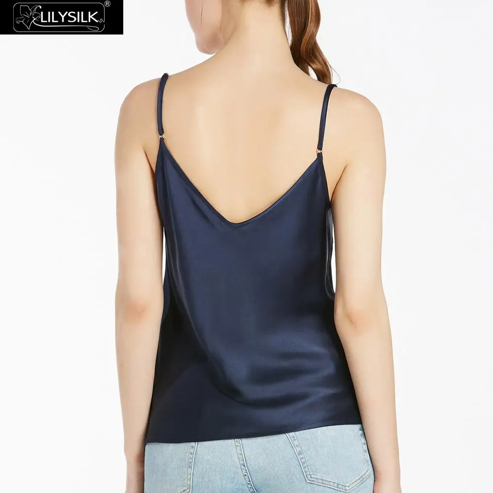 LilySilk Camisole Топ женский Шелковый 22 momme обернутый на кнопке мягкий удобный базовый