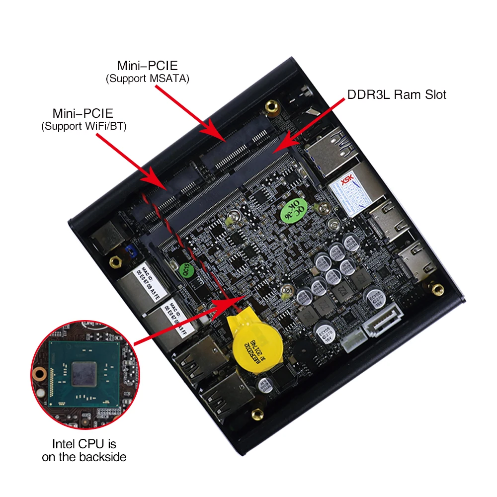 Yanling Ультра маленький мини карманный офисный компьютер Intel Celeron J3060 Dual Lan AES NI Pfsense vpn