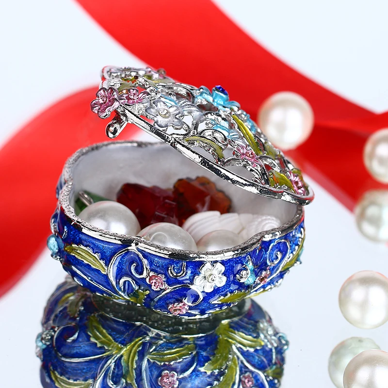 H& D 1,9 дюймов старинная коробка для безделушек, винтажная коробка для украшений с гравировкой и цветами на шарнирах, коробка для украшений с драгоценными камнями, коллекционный подарок для женщин