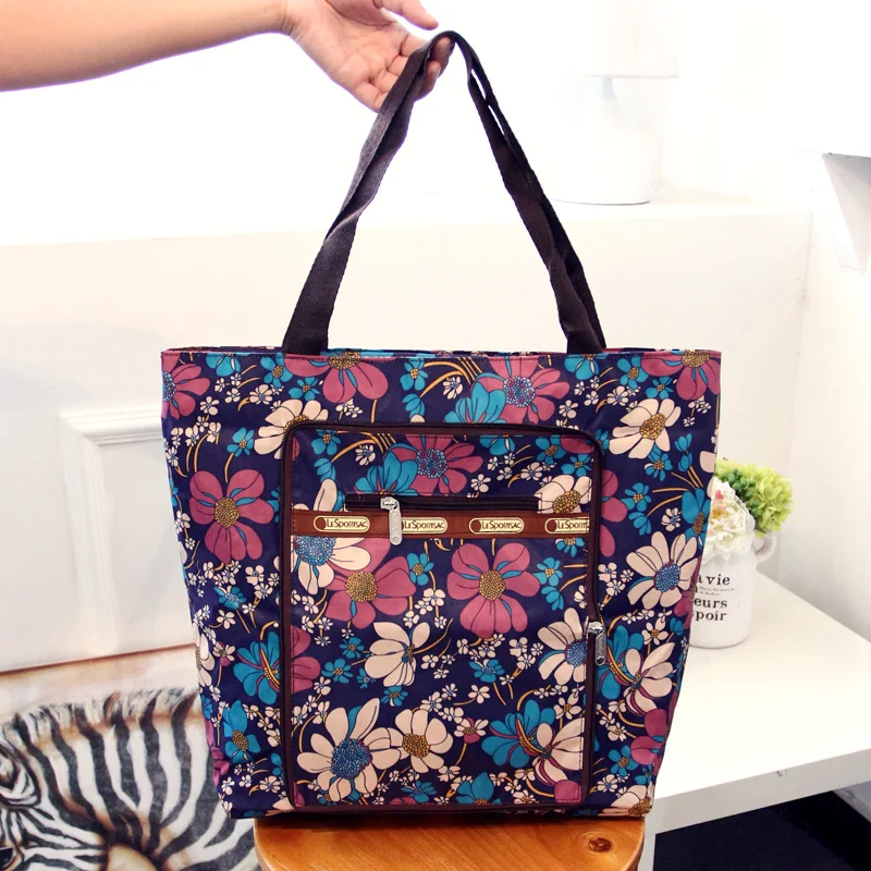 Вместительная легкая нейлоновая сумка для покупок с цветочным принтом можно