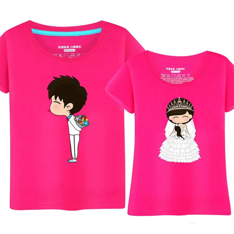 Мультяшная пара футболок Новый стиль Свадьба Мужская и женская парная футболка с