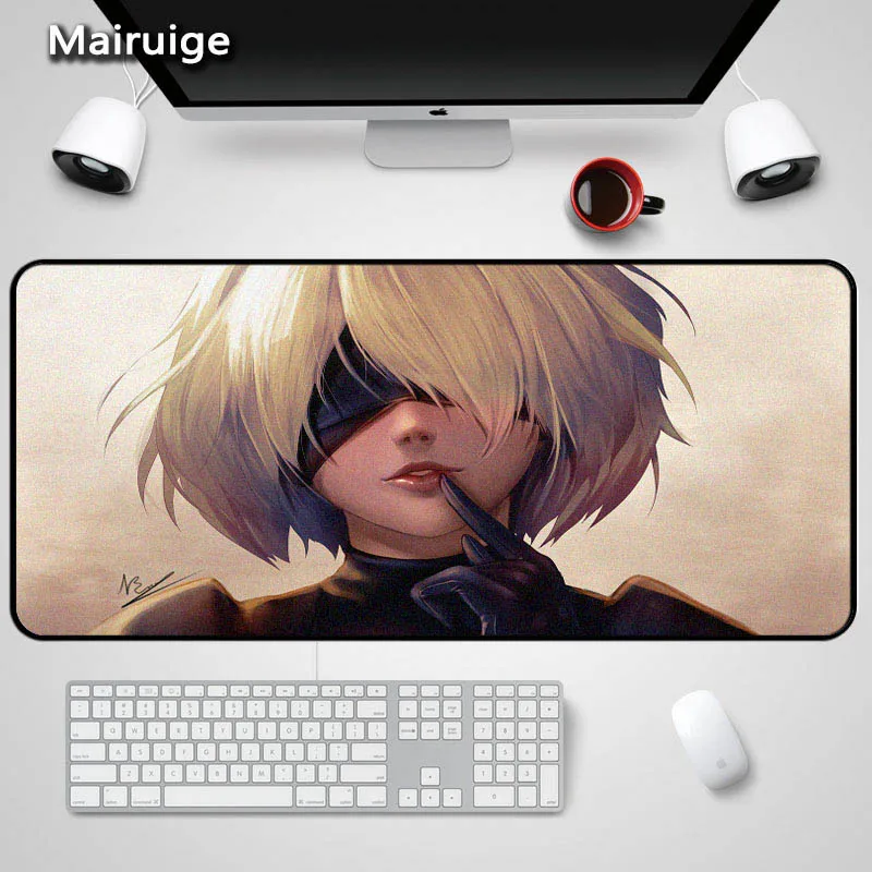 Mairuige большой размер XL NieR: Automata 2B игровой коврик для мыши для девочек Клавиатура для ноутбука игровой коврик Домашний s Pad 400X900X3 мм замок край - Цвет: 400X900X4MM