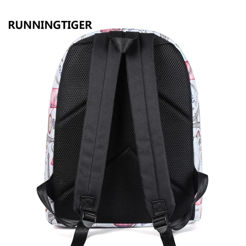 Женский рюкзак RUNNINGTIGER с принтом Эйфелевой башни повседневный школьный для