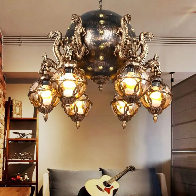 Промышленный ветер китайский кран ретро люстра бар чайный домик столовая