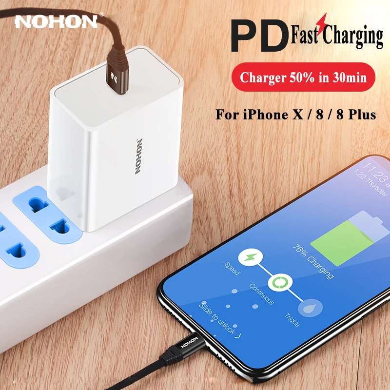 2018 Nohon 45W USB Type C зарядное устройство для iPhone X 8 Plus MacBook быстрая мобильный телефон PD