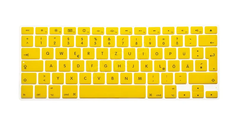 Yellow HRH водонепроницаемый немецкий язык ЕС/Великобритания Силиконовый чехол для клавиатуры защита кожи для Macbook Air Pro retina 13 15 17 - Цвет: Yellow