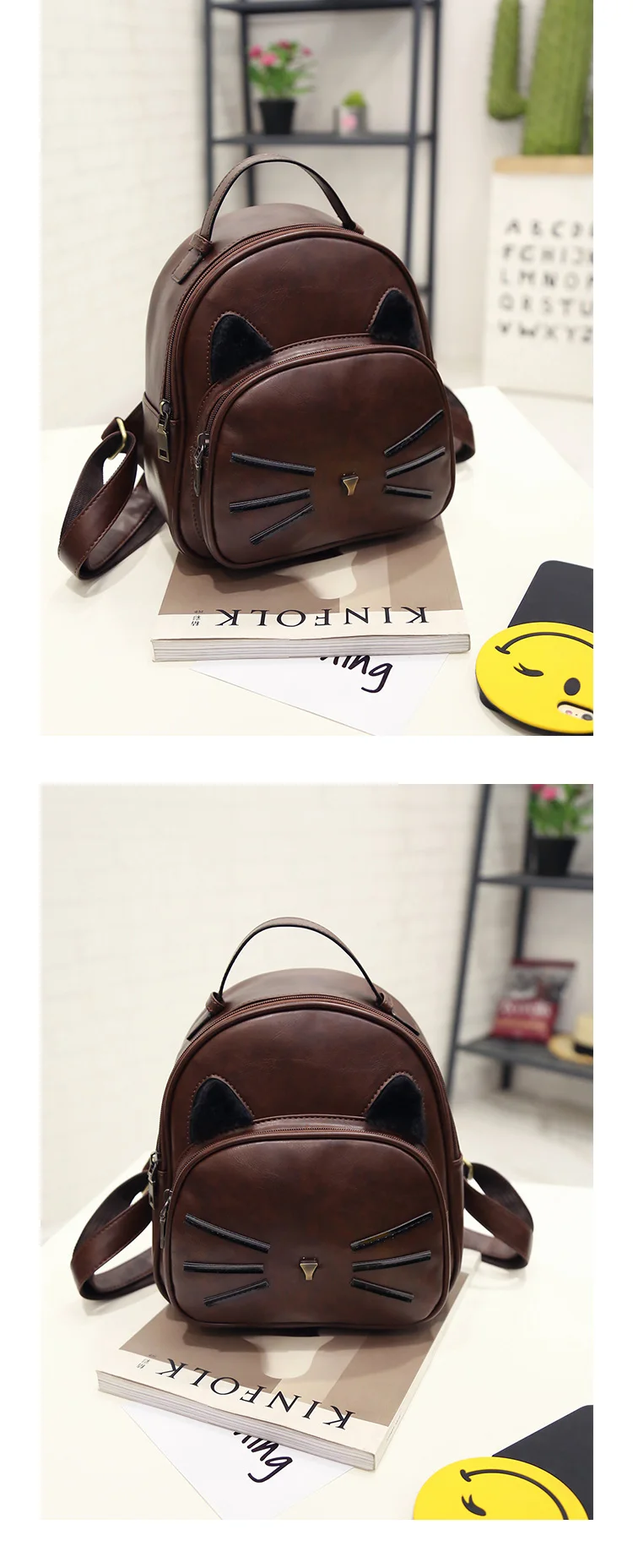 Fzmбаи Mochila Mujer Ретро котенок шаблон Женский рюкзак корейская мода все-матч школьный рюкзак
