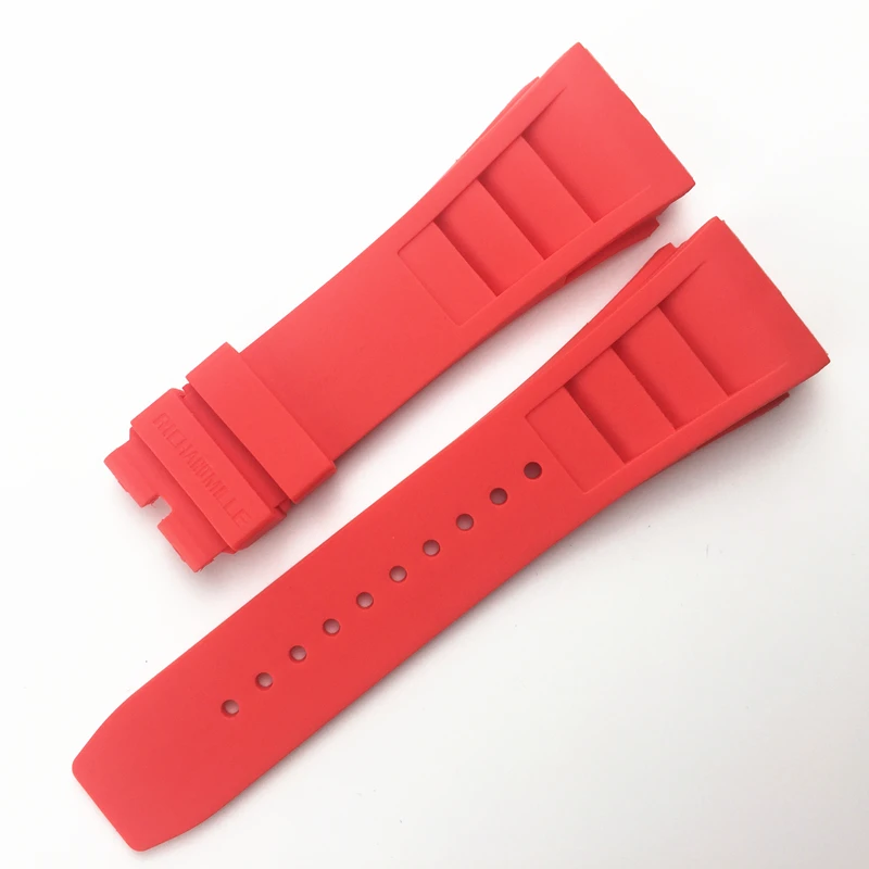 MERJUST 20mm Red Black Green Gray Orange Yellow Soft Silicone Rubber Watchband For Richard Watch Mille RM011 Strap Bracelet