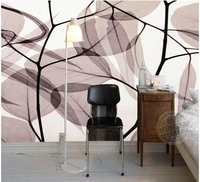 home decoration simple and modern hand painted perspective leaf fresco backdrop wall 3d wallpaper