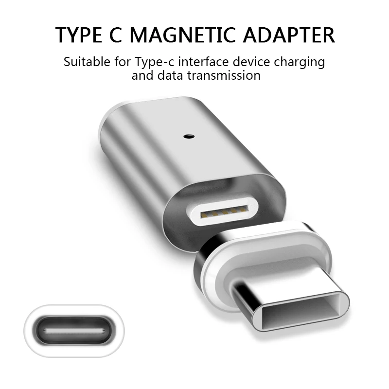 Silver Add TypeC Tip Адаптер с магнитным зарядным устройством типа C для samsung iPhone Xiaomi huawei - Цвет: Silver Add TypeC Tip