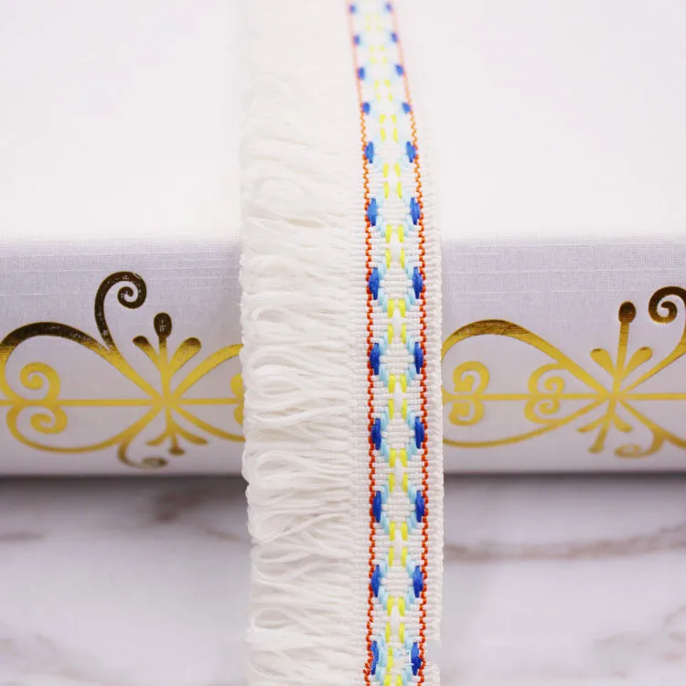 Красивая этническая тесьма жаккардовая бахрома с бахромой многофункциональная