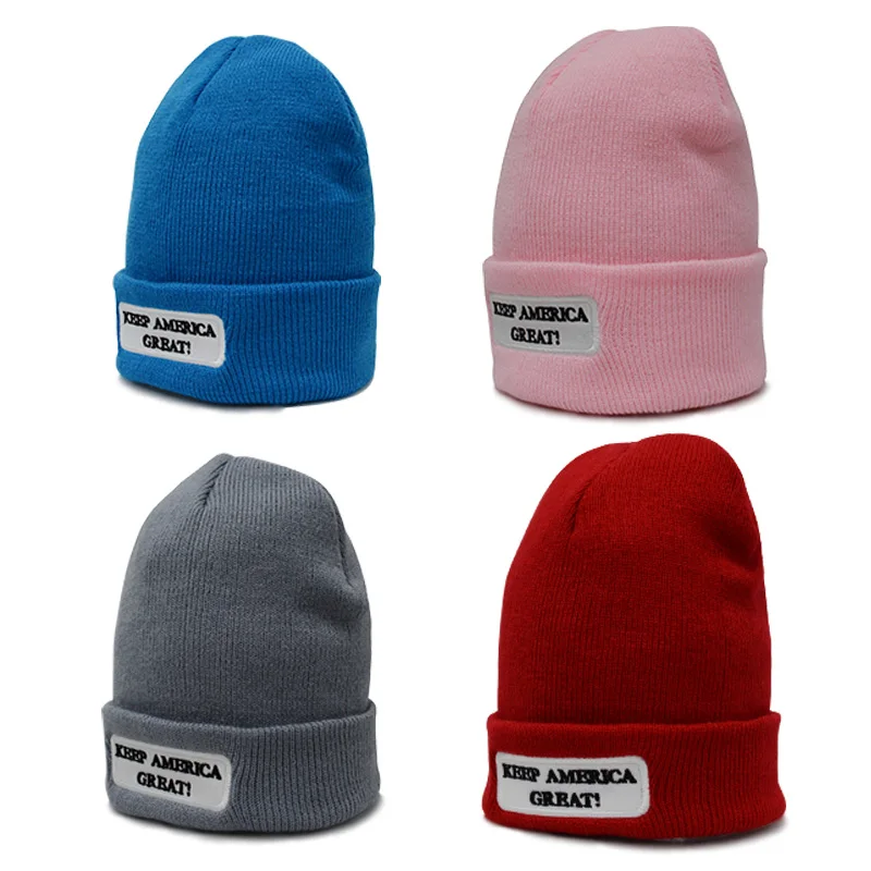 Pom poms зимняя женская шапка мужская теплая 5 цветов trump make america great knitted skullies|Женские