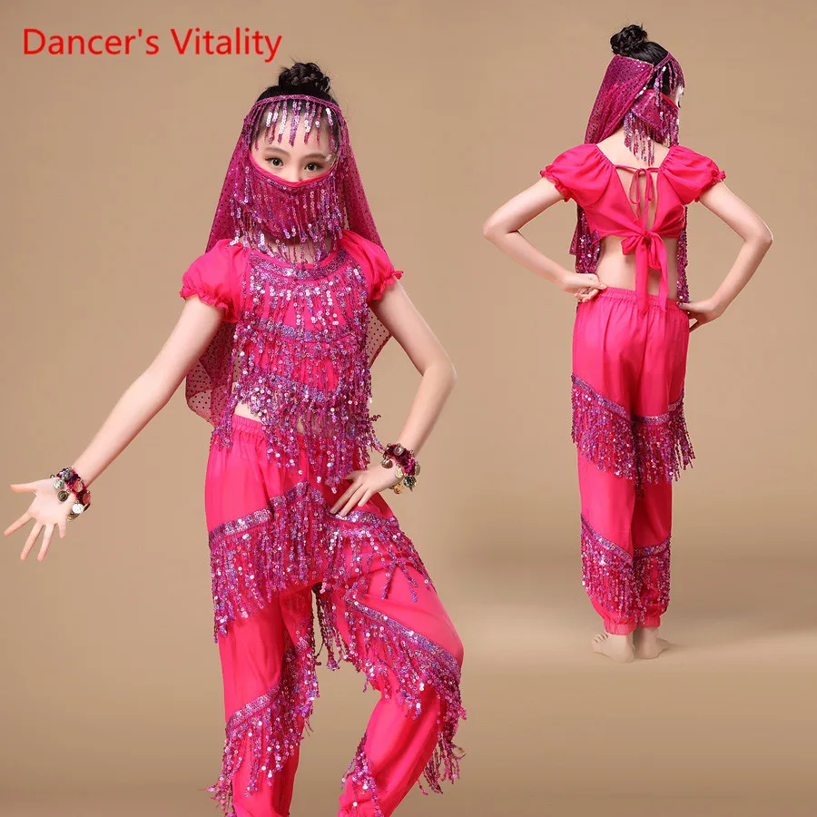 Детский костюм в индийском стиле комплект из 4 предметов (Топ пояс штаны и голова)