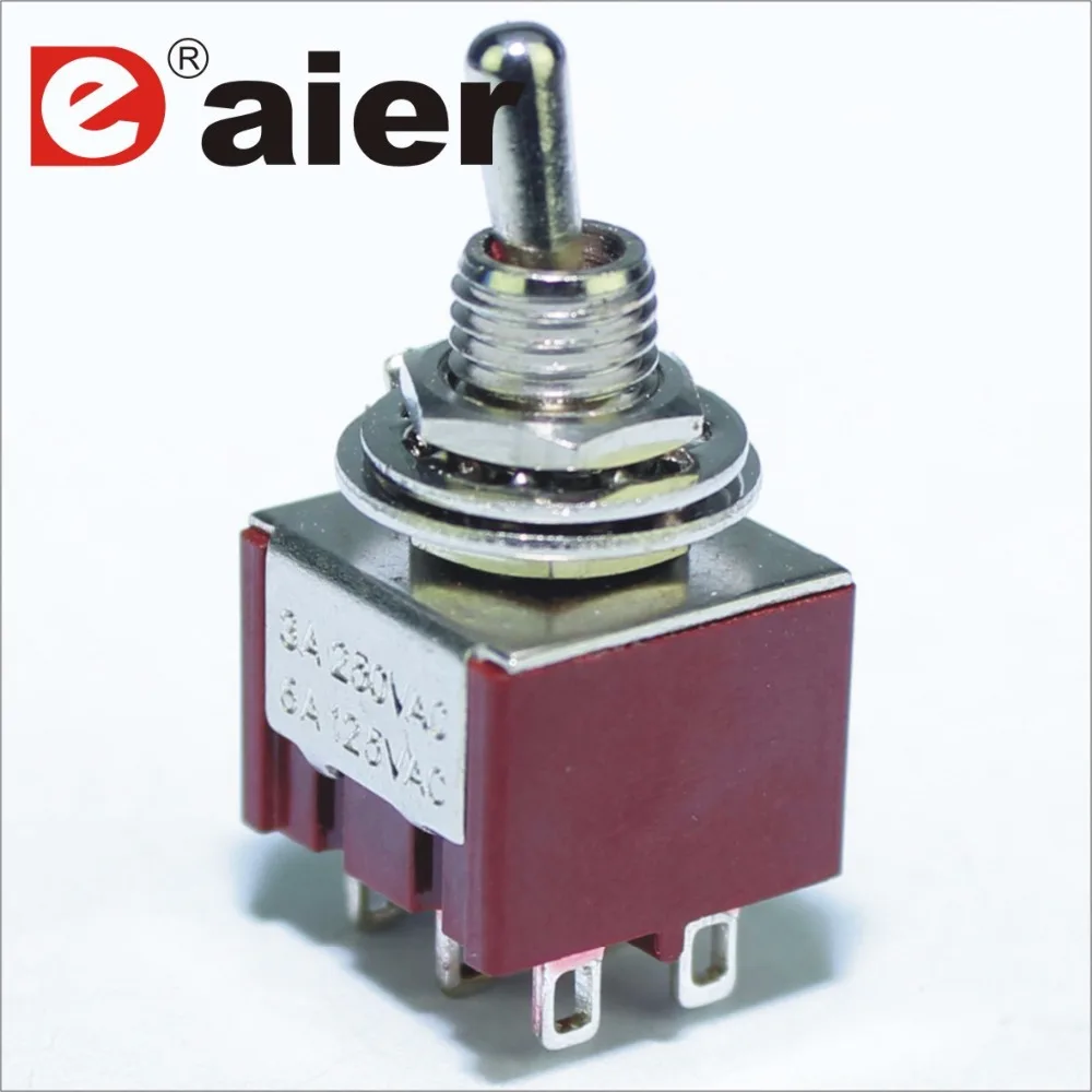 100 шт. 6A 125VAC Мини тумблер 6 мм 3A 250VAC 6PIN DPDT на фиксации педали переключатели для