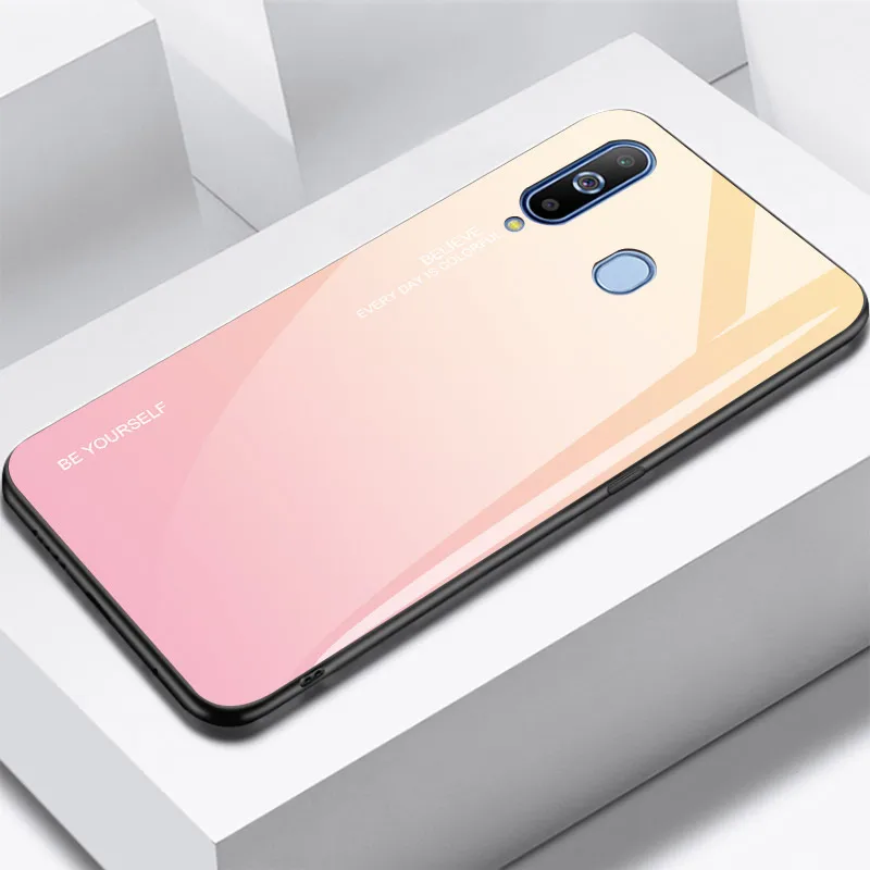 1 Чехлы с закаленным стеклом для samsung Galaxy A70 чехол A50 A30 A20E A20 A10 M30 M20 M10 A750 на спине градиент Цвет бампер для A9Pro - Цвет: 1