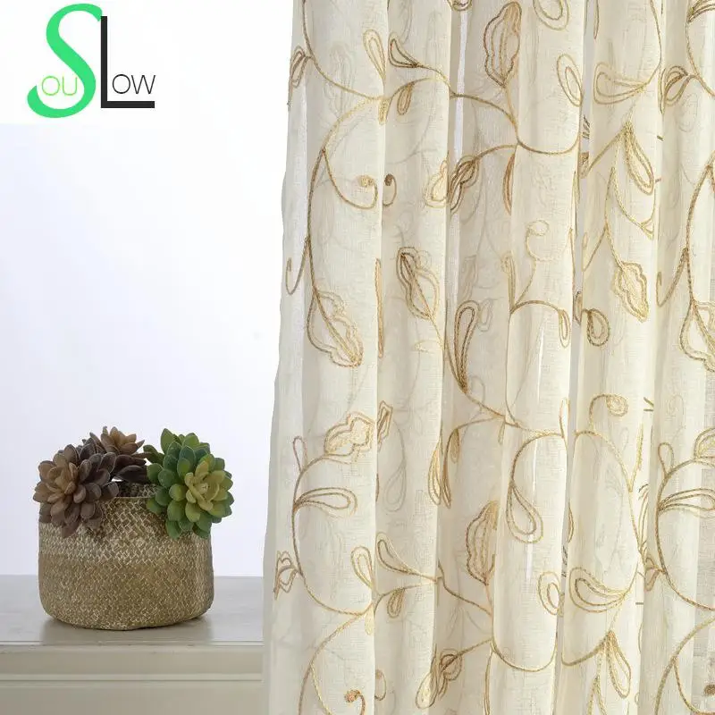 Занавески Slow Soul в виде тыквы с цветочной вышивкой занавески для гостиной тюля