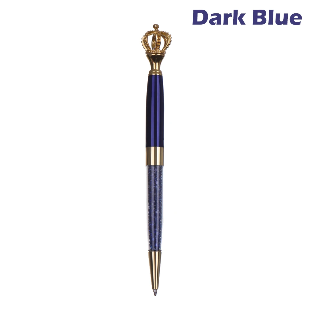 dark blue Рождественский подарок, большое шариковое кольцо для пера с бриллиантами и кристаллами, свадебная металлическая шариковая ручка Kawaii, волшебная ручка, школьные офисные принадлежности - Цвет: dark blue