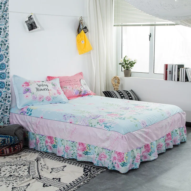 1pc New Cotton Bespread Fashion Soft Comfortable Bed Skirt Non-slip Queen King Size Fitted Bed Sheet