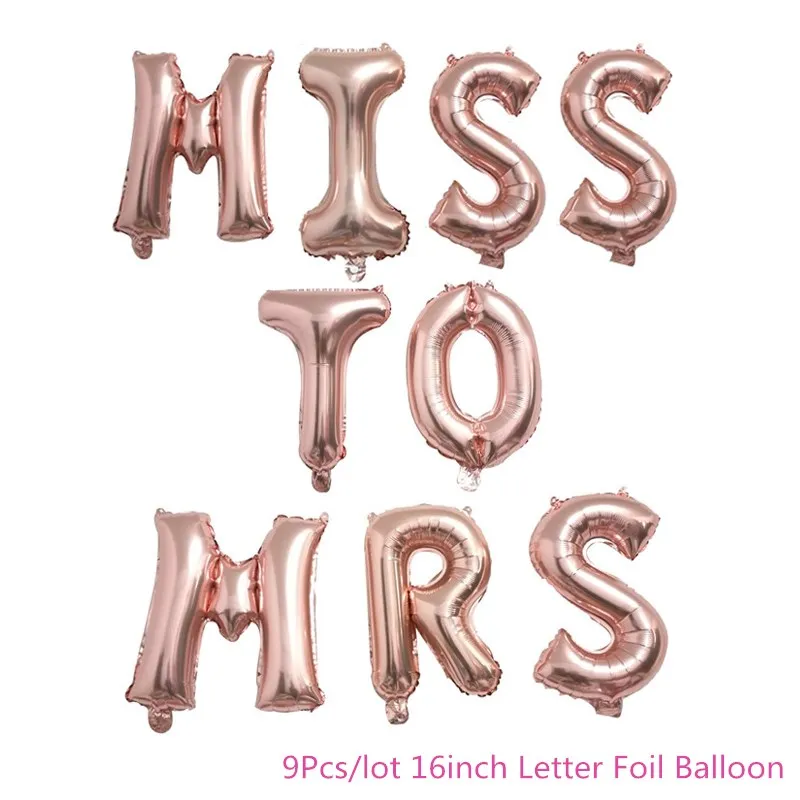 Rosegold Chicinlife, 9 шт., 16 дюймов, Miss to Mrs, шары из фольги в виде букв, девичник, вечерние, свадебные, девичьи, вечерние, для украшения - Цвет: Rosegold