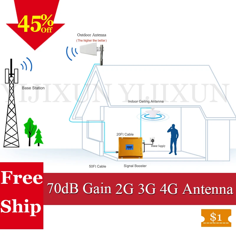 BigSale! Россия 900/1800 LTE 4G усилитель сигнала GSM 4 г ретранслятор для сотового телефона