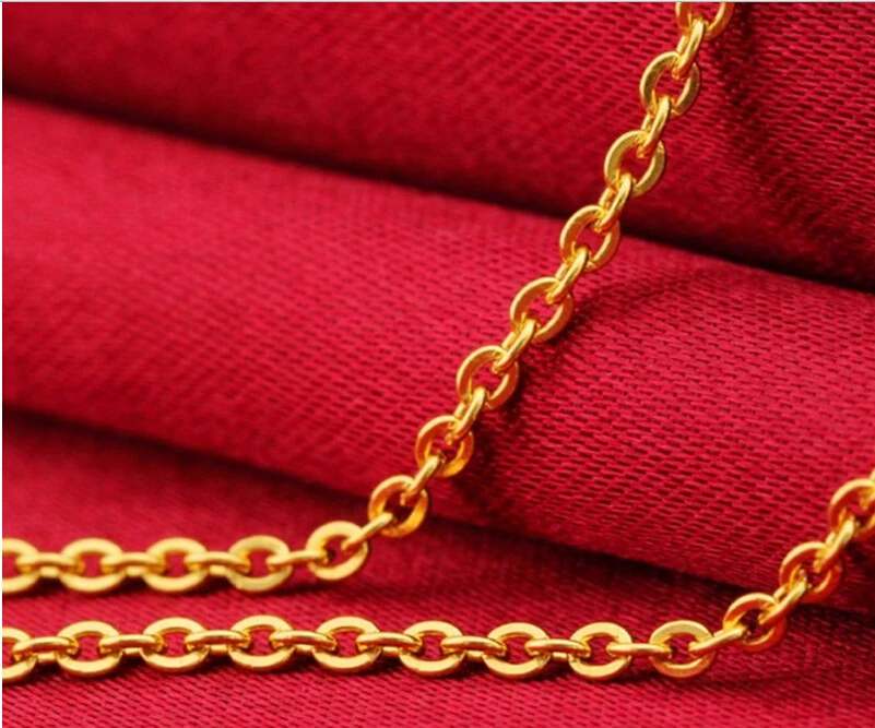 

Fine 24K Yellow Gold Necklace/ Carved O Shape Link Chain / 3.98g