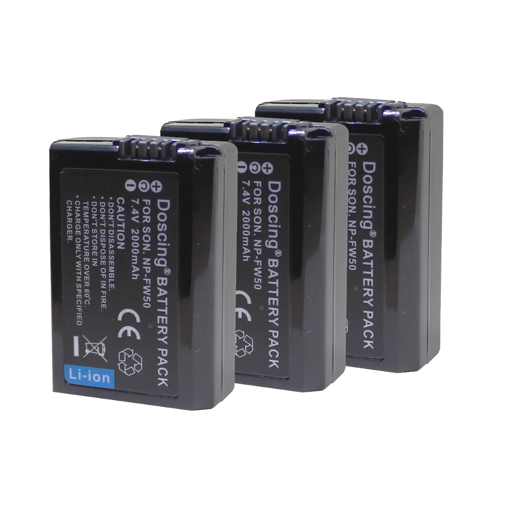 Doscing 3 шт. аккумулятор NP FW50 NPFW50 с ЖК дисплеем двойное зарядное устройство для Sony Alpha