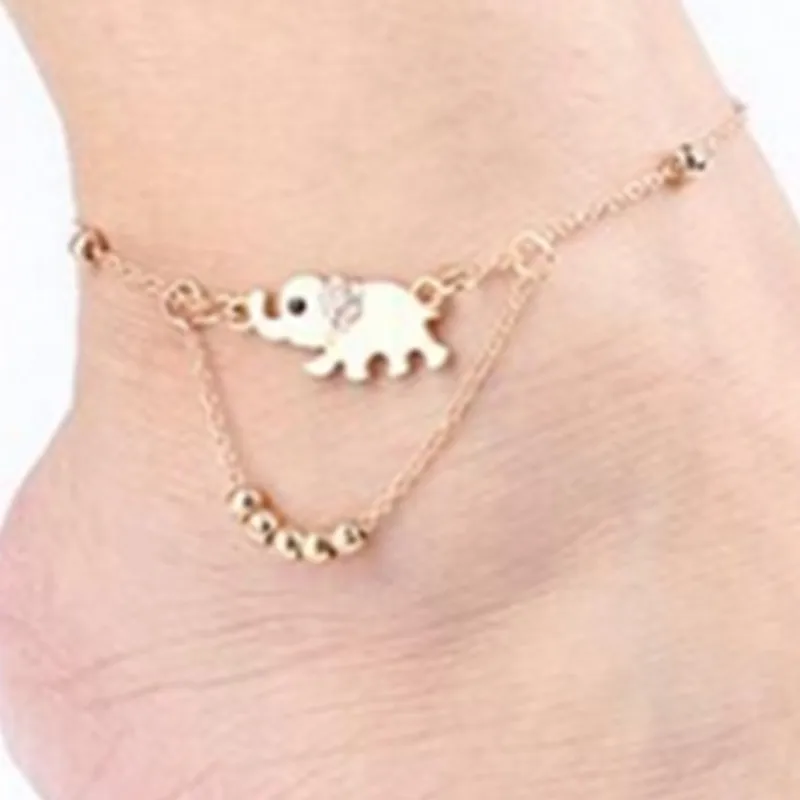 Vintage Gold Anklets for Women Elephant Pendant Charms Box Chain Beach Summer Foot Ankle Bracelet Wholesale Jewelry | Украшения и