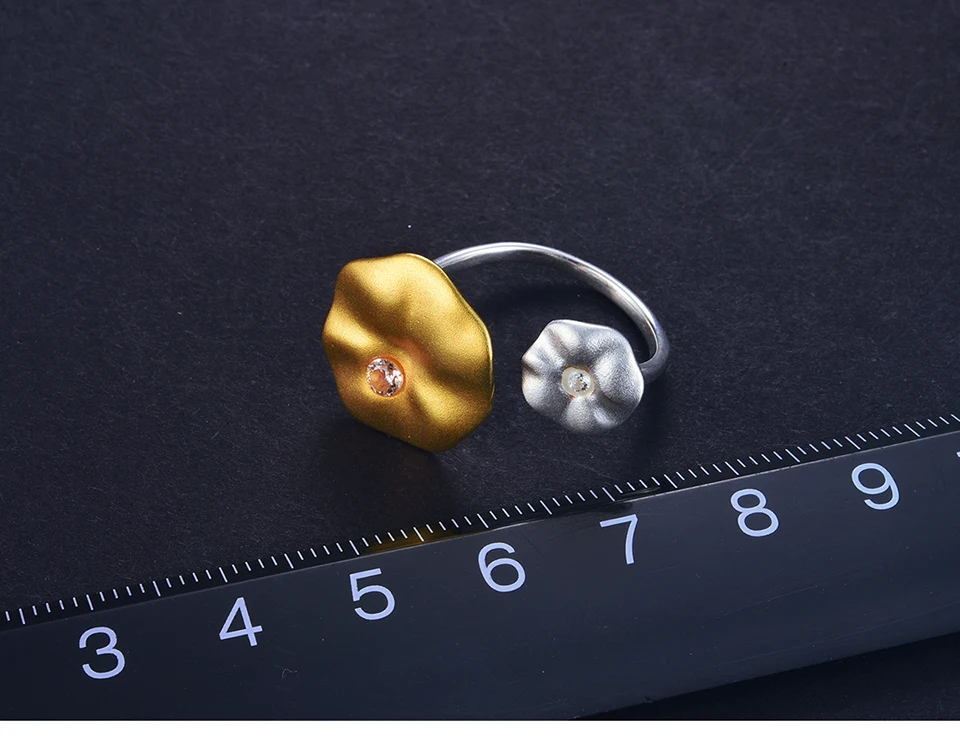 Lotus Fun Real 925 Sterling Silver Natural Gemstone Handmade Designer Fine Jewelry Morning Dew on Lotus Leaves Rings for Women