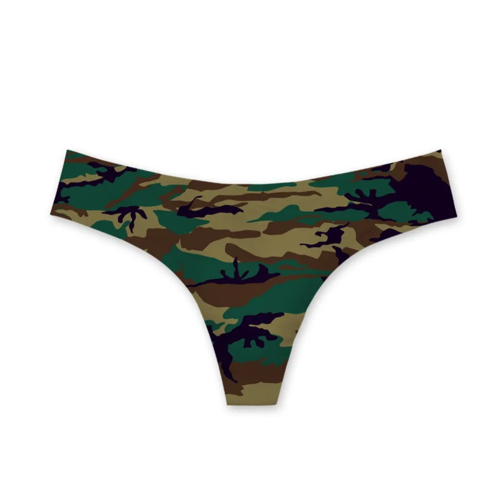 NoisyDesigns камуфляж молодых Для женщин нижнее белье трусики Sexy бесшовные стринги