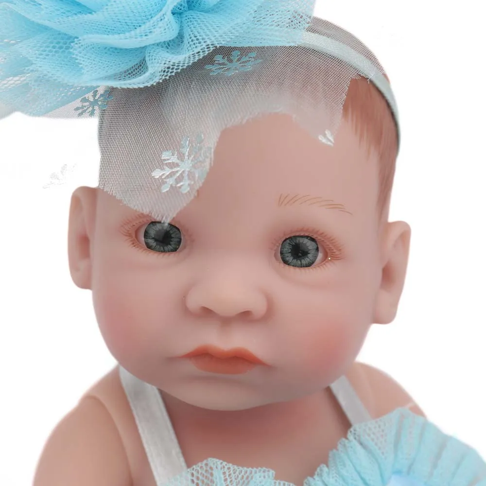 Кукла npk Reborn Baby Doll, мини-синяя юбка, для девочек, для малышей, 10 дюймов, полная виниловая ванна, куклы, игрушки, подарок для детей, Рождество, день рождения