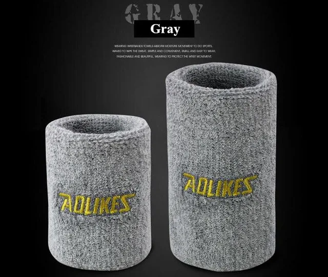 Gray AOLIKES 1 шт. теннисная повязка на голову для спорта на открытом воздухе хлопок впитывает пот Теннис Запястье протирать пот полотенце спортивные наручные 12 цветов - Цвет: Gray