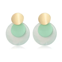 resin green white round pendant drop earrings for women new alloy female dangle earring fashion ear jewelry brinco 2020