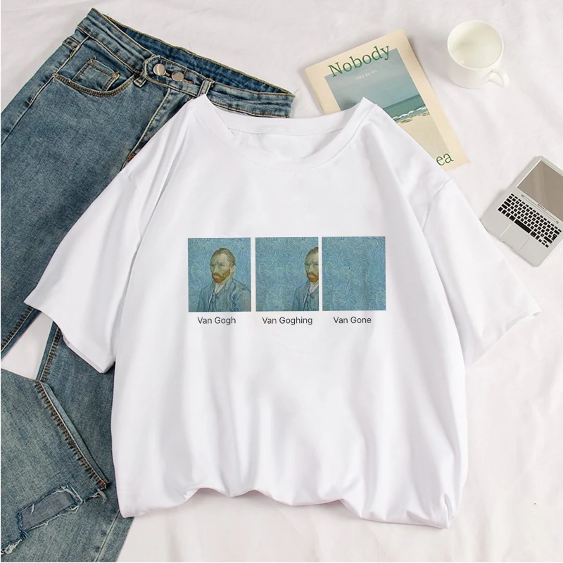 Женское Повседневное платье с принтом Ван Гога Повседневная Свободная футболка