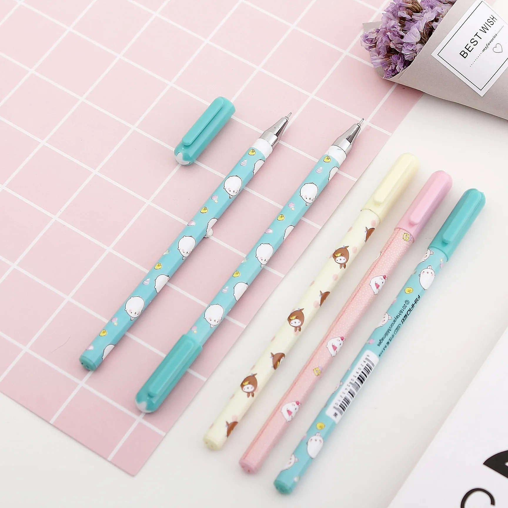 60 шт./лот Molang круглый кролик гелевая ручка подпись Эсколар... школьные