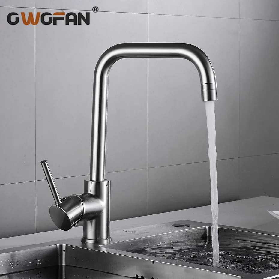 

Kitchen Faucets Kitchen Water Tap Stainless Steel Kitchen Sink Faucet Single Handle Tall Spout Wash Basin Mixer Taps N22-174