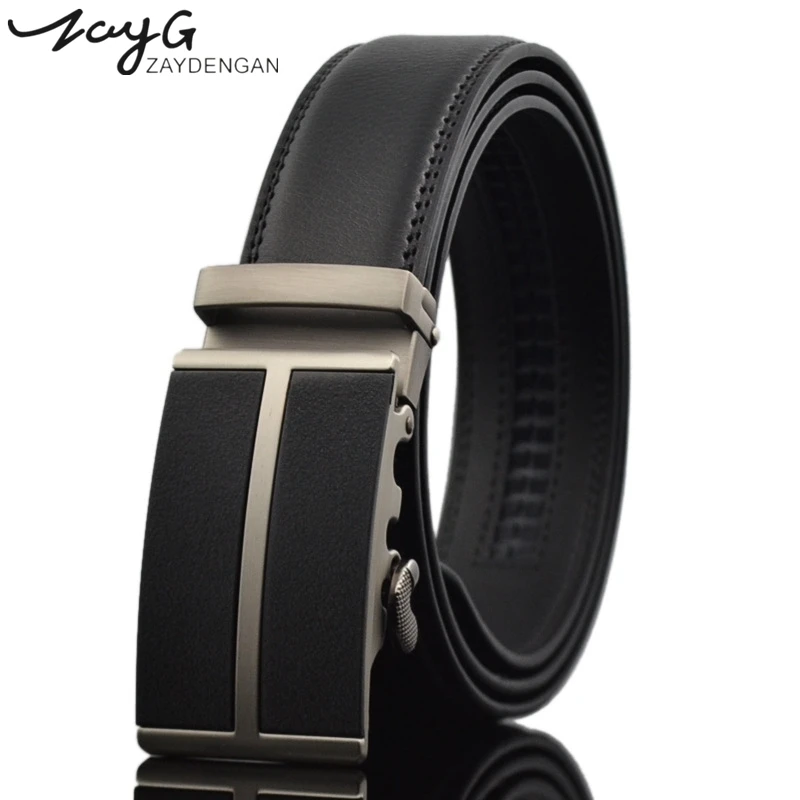 

ZAYG Man Luxury Business Casual Belt Man Black Genuine Leather Belts for Jeans Automatic Buckle Belt Fashion Simple Classic Belt