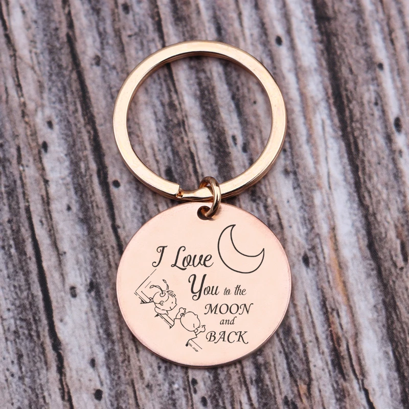 Круглые брелки с рисунками из мультфильмов в новом дизайне гравировкой I Love You To The